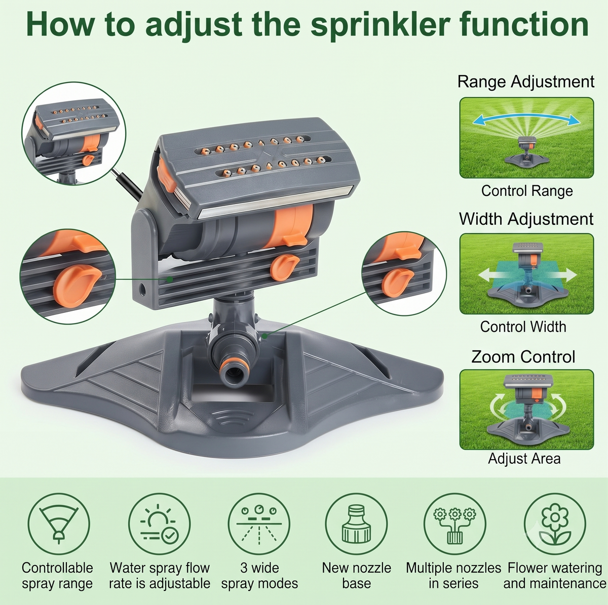 16-Nozzle Rotating Garden Sprinkler – 180° Adjustable Lawn & Garden Watering System