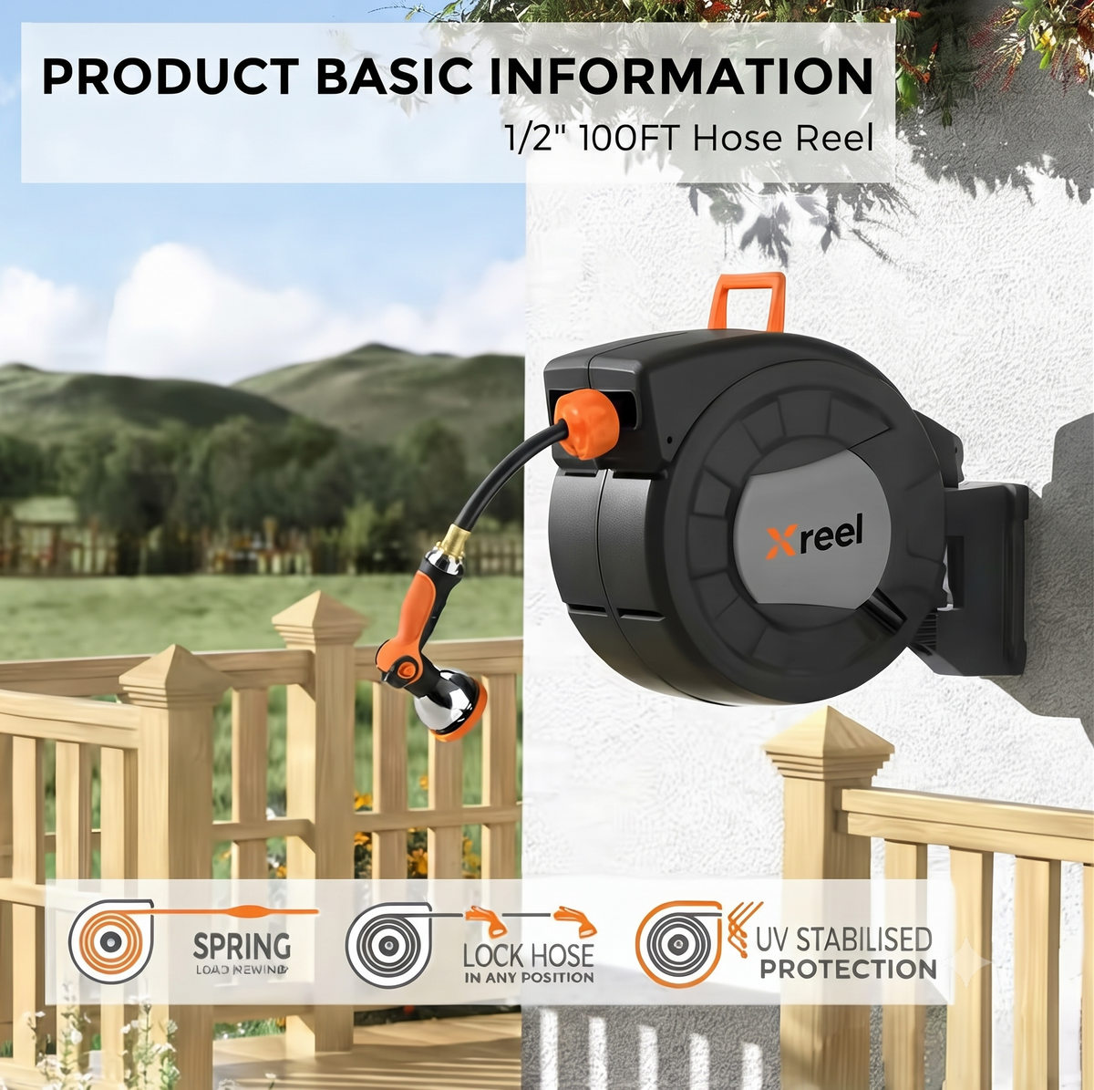 Retractable Garden Hose Reel – Wall Mount Auto Rewind