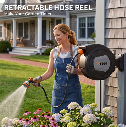 Retractable Garden Hose Reel – Wall Mount Auto Rewind
