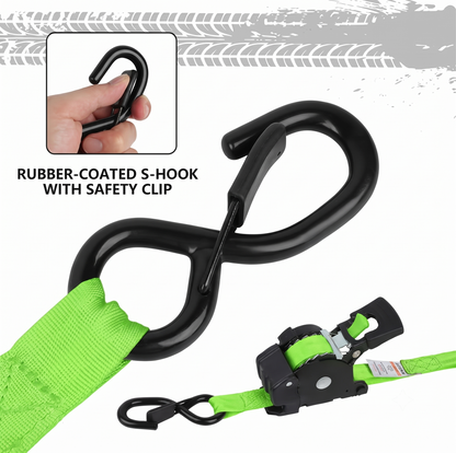 13FT Retractable Ratchet Tie Down Straps, Heavy Duty Self-Retracting Cargo Straps for Truck, Trailer, Motorcycle & Moving