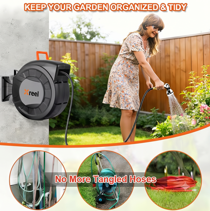 Retractable Garden Hose Reel – Wall Mount Auto Rewind