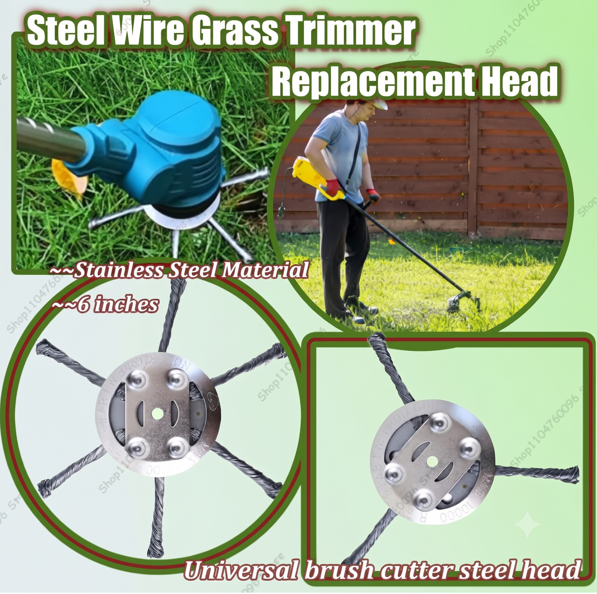 🔥 30% OFF | BUY 6 GET 3 FREE 👨‍🌾 6 Inch Steel Wire Brush Cutter Trimmer Head