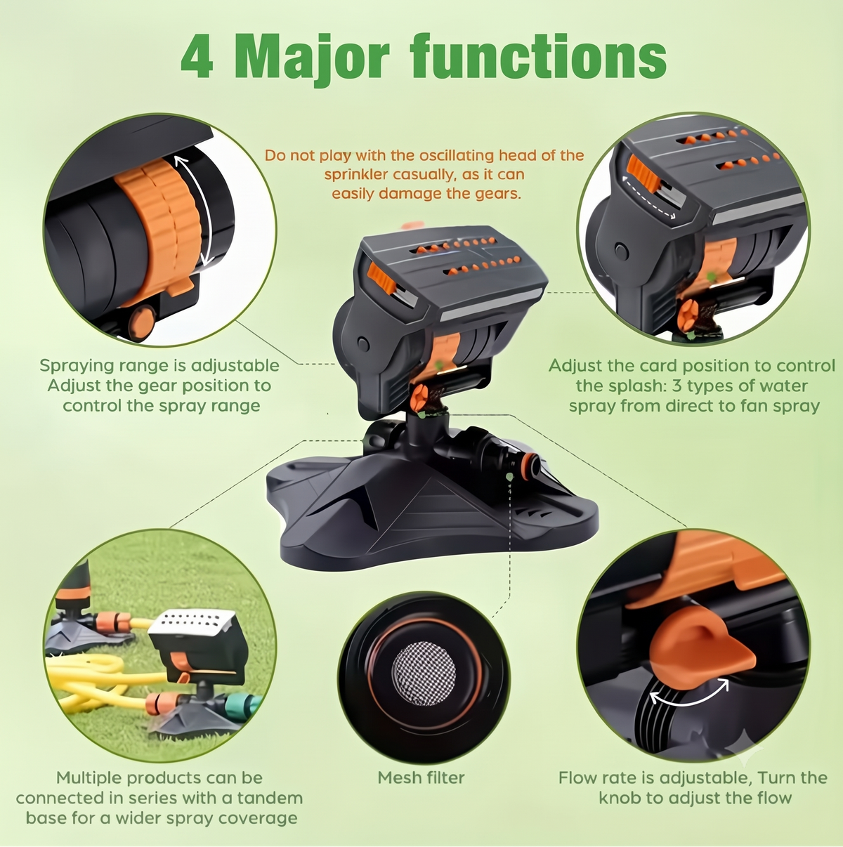 16-Nozzle Rotating Garden Sprinkler – 180° Adjustable Lawn & Garden Watering System