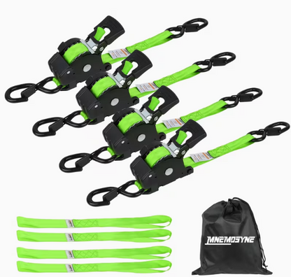 13FT Retractable Ratchet Tie Down Straps, Heavy Duty Self-Retracting Cargo Straps for Truck, Trailer, Motorcycle & Moving