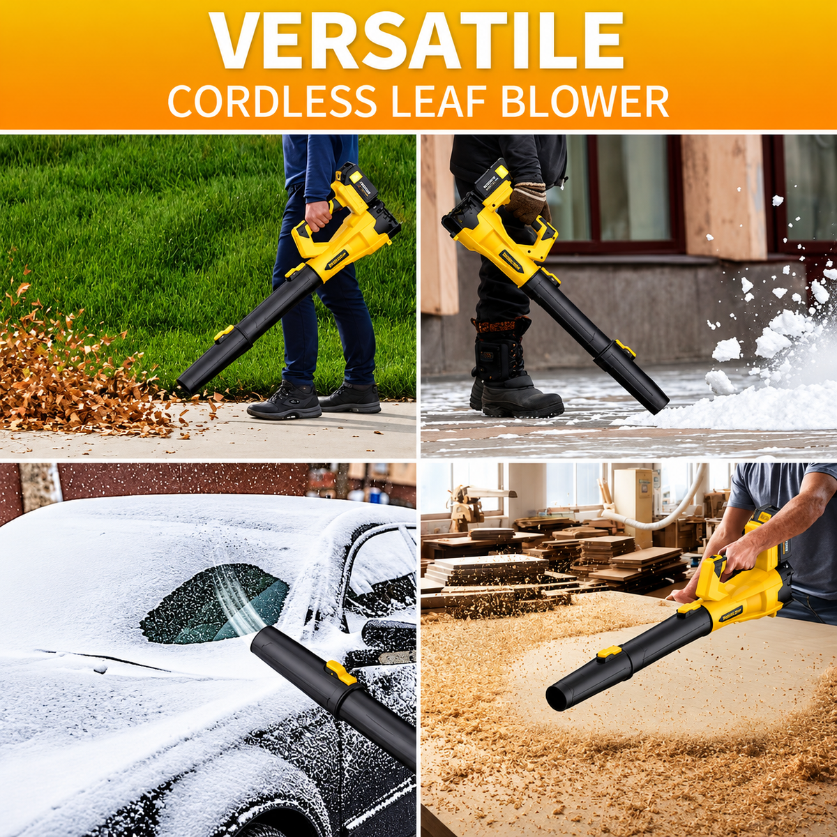 Cordless Leaf Blower 580CFM 160MPH, 6-Speed Electric Yard Blower with 4.0Ah Battery, Lightweight for Lawn, Snow & Pet Hair